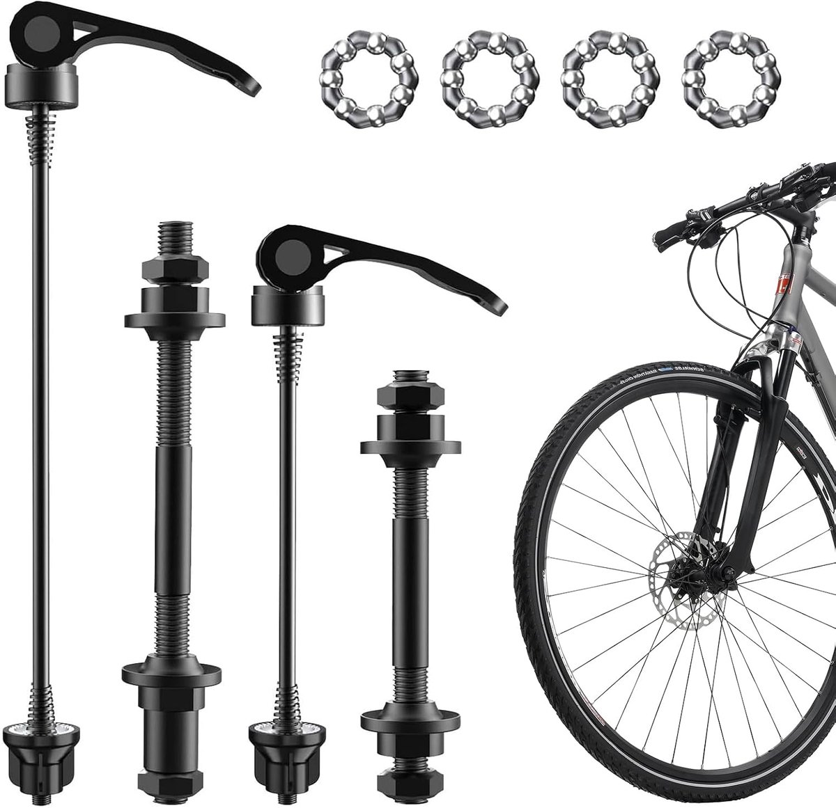 Holle as snelspanner, 8 stuks fiets holle as snelspanner voorwielas, achterste holle as, voorwielas, geschikt voor 20, 22, 24, 26 en 28 inch fietsassen