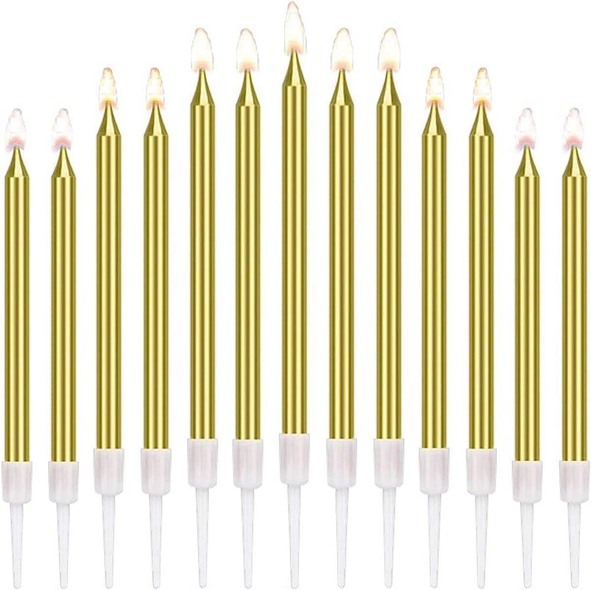 Verjaardagskaarsen met kaarsenhouder, voor het versieren van verjaardagstaarten, 50 stuks