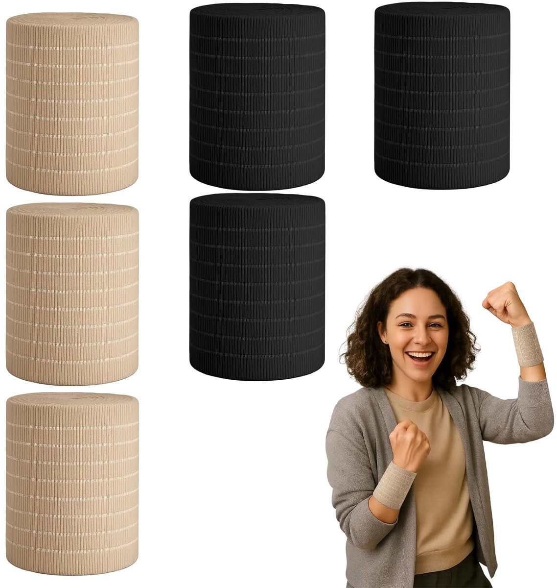 6 stuks polssteunen, elastische polsbandages, polsbandages voor verstuikingen, polsspalk voor sport, zweetbanden, fitness en carpaal tunnel