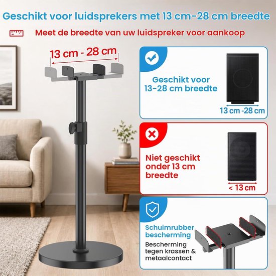 Standaards voor Samsung Q990D/Q990F/Q990C, in hoogte verstelbaar van 29 tot 37,5 inch, dubbelzijdige klemhouder voor 5-11 inch Samsung achterluidsprekers, hoge — afbeelding 2