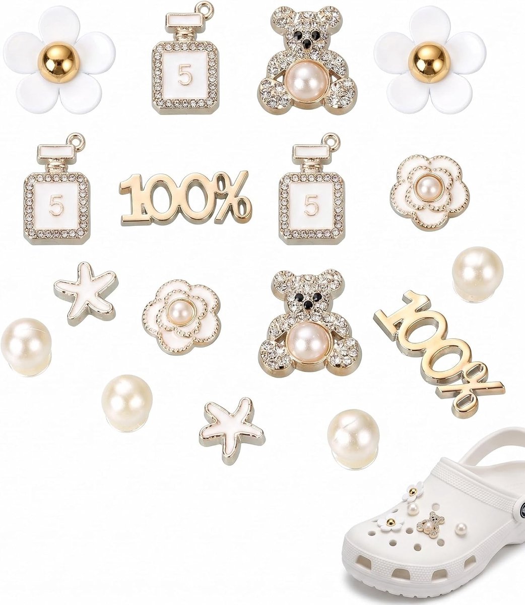 1 set schoenversieringen in de vorm van kleine beren en bloemen, schoenpuntversieringen, siernaalden, anime-schoenclips en schattige accessoires, speciaal ontworpen voor meisjes