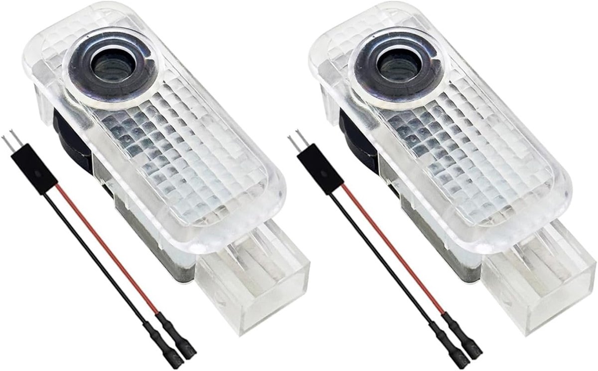 2 x nooit vervagende 4K HD autodeurverlichting, welkomstverlichting, deurprojectielichten, compatibel met A1/A3/A4/A5/A6/A7/A8/Q2/Q3/Q5/Q7/Q8/TT/R8 4 ringen + gecko
