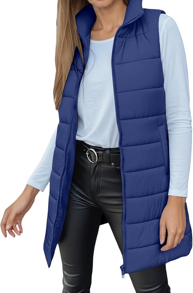 Générique Een modieus en casual effen lang vest voor dames