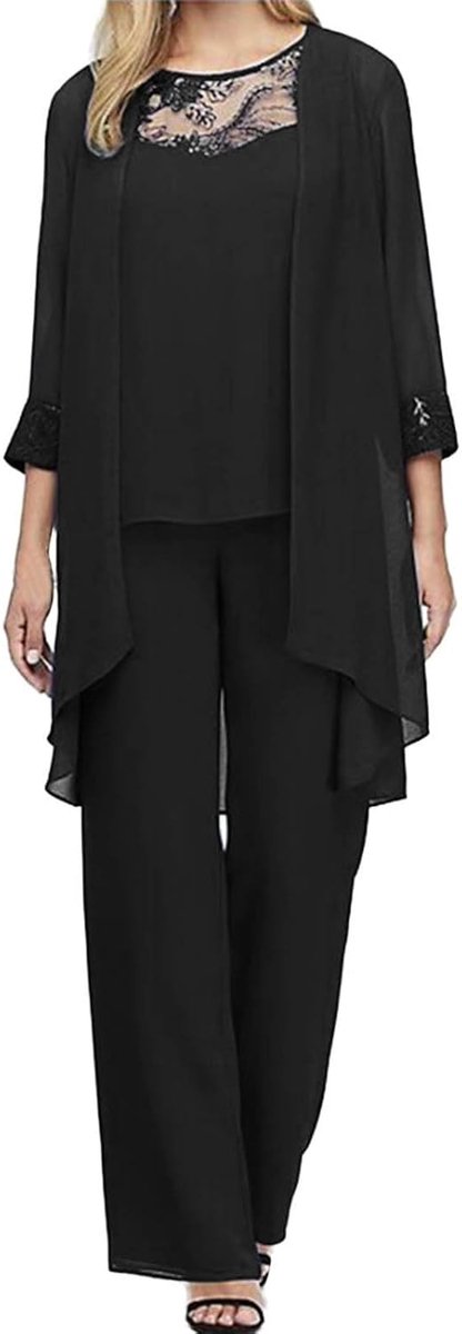 2-delig, casual, modieus, mouwloos, hoge taille, losse pasvorm, bruiloft, chiffon, strand, modern, taillepak, dames, A81