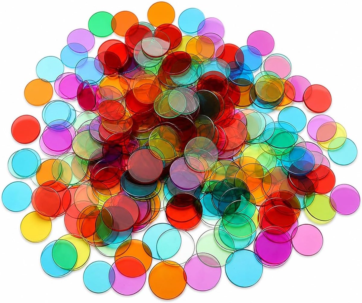 550 stuks speelchips kleurrijke ronde plaatjes