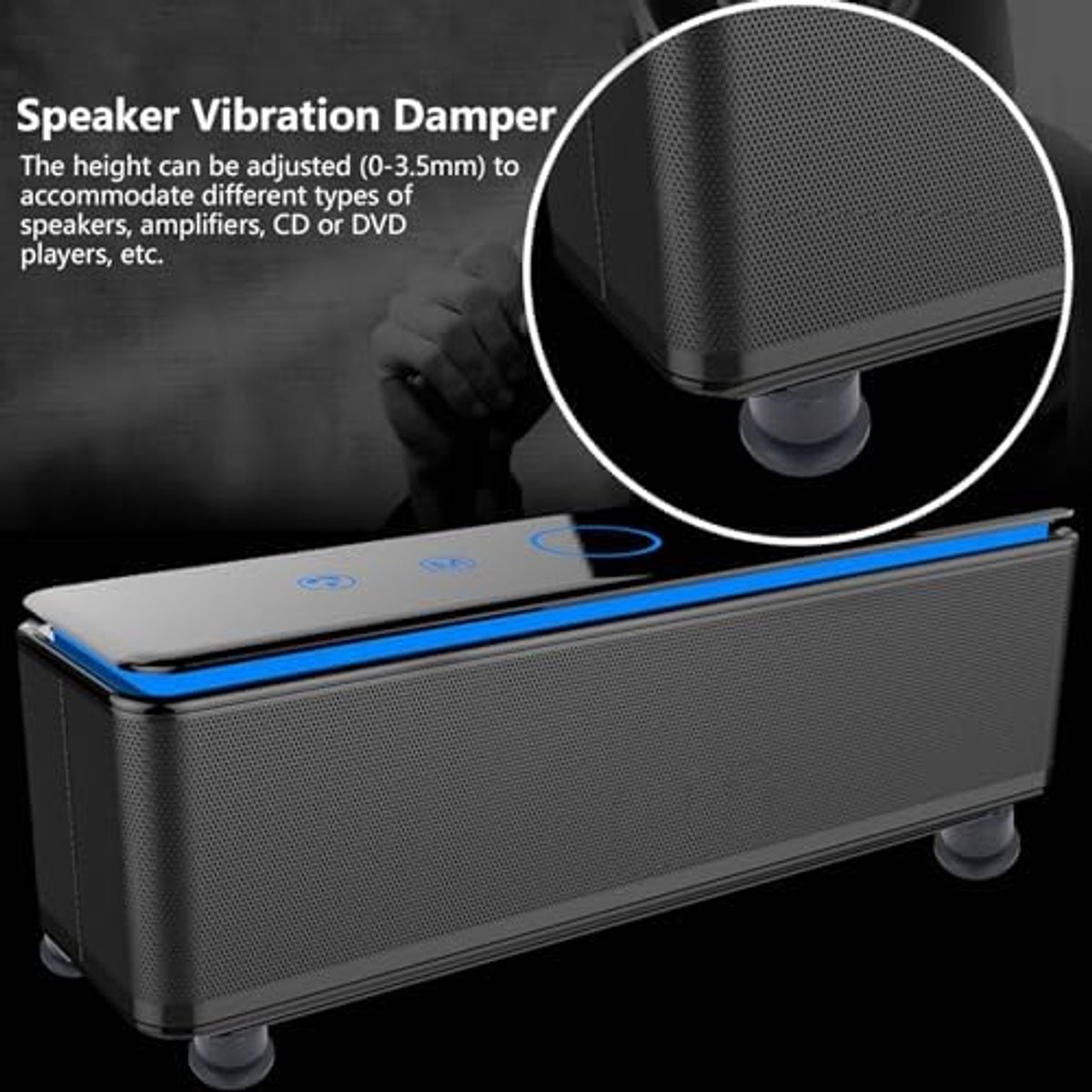 Luidsprekerisolatie Stand Voeten Pads, Aluminium Messing Noppen Anti-vibratie Schokdemper met Verstelbare Hoogte 0-3,5 Mm voor Draaitafel Versterker CD DVD-speler Subwoofer
