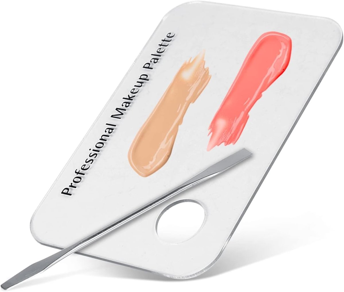 Make-upplaat Helder acryl Make-up Nagelkunst Cosmetische mengplaat & roestvrijstalen spatelgereedschapset voor thuis
