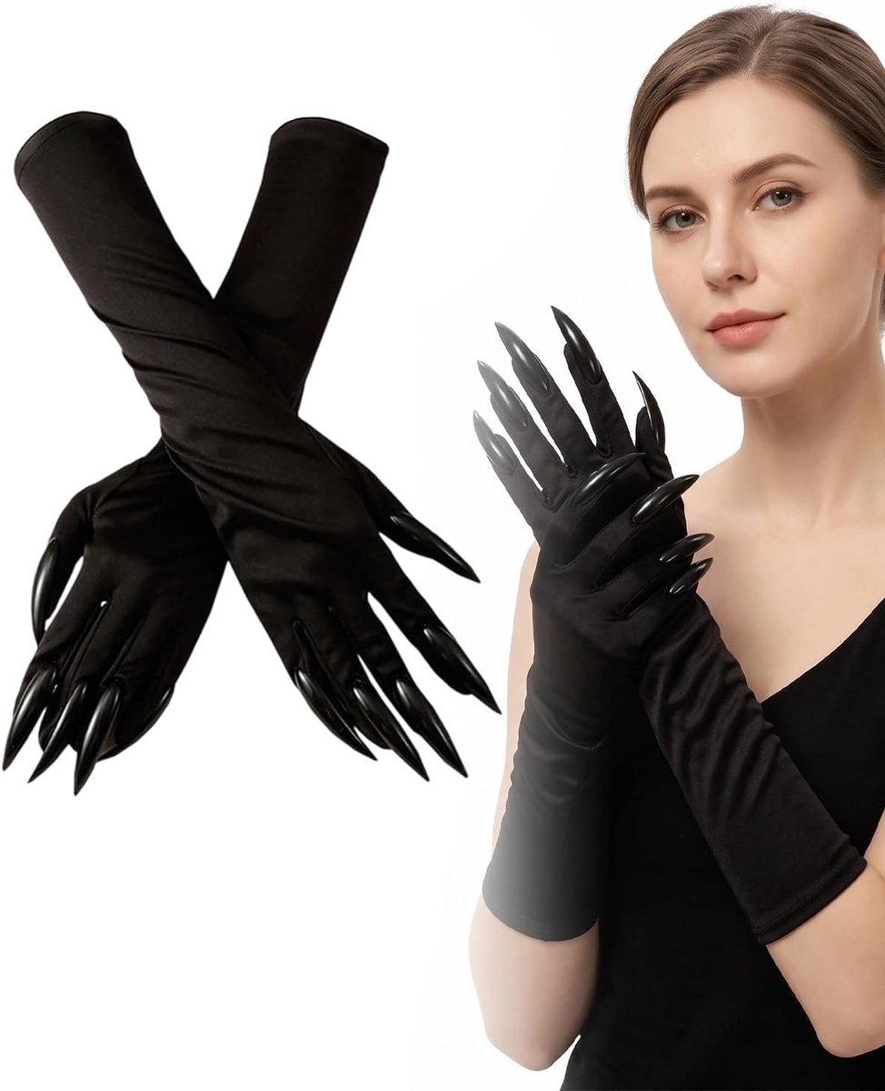 Handschoenen, 1 paar, zwart, lange klauwen met flexibele versterking, opvallende kostuumesthetiek en comfortabele grip voor cosplay, evenementen en Oktoberfeesten