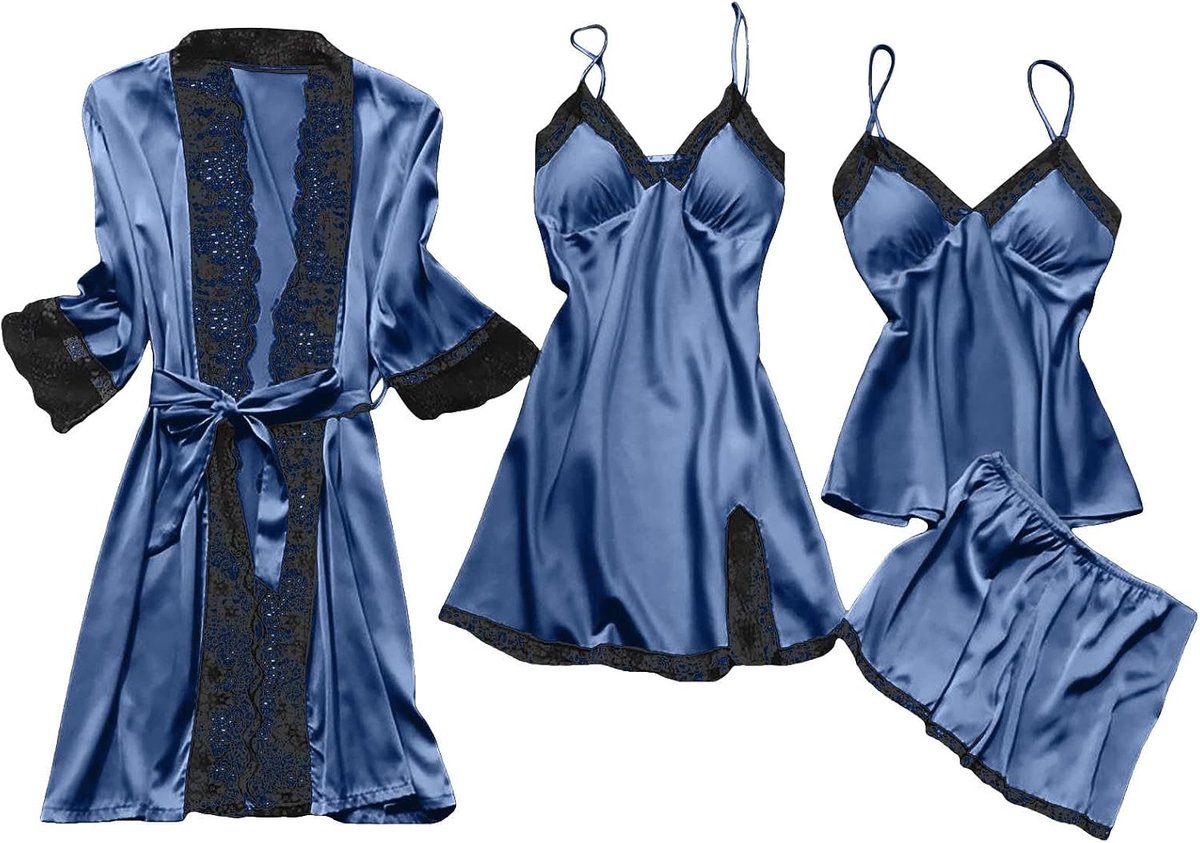Lingerie voor dames, sexy, kant, babydoll, pyjama, tweedelig, shorty, top, sexy, satijn, A175