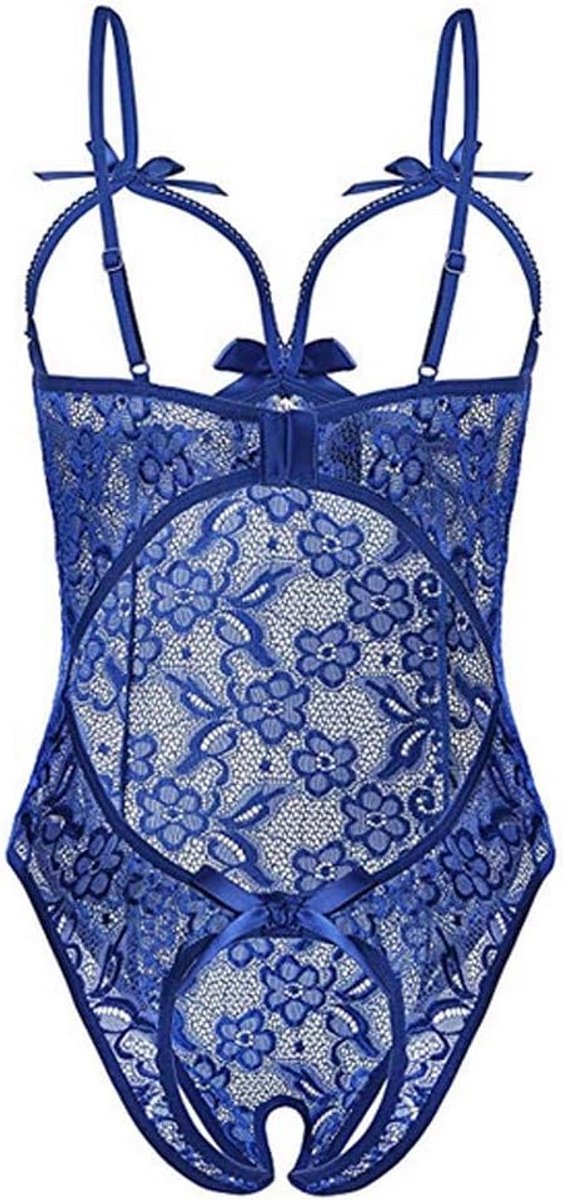 Dames borduurwerk lingerie kant sexy set slipje bralette bloemen transparant body babydoll push-up katoen gevoerd chic A108