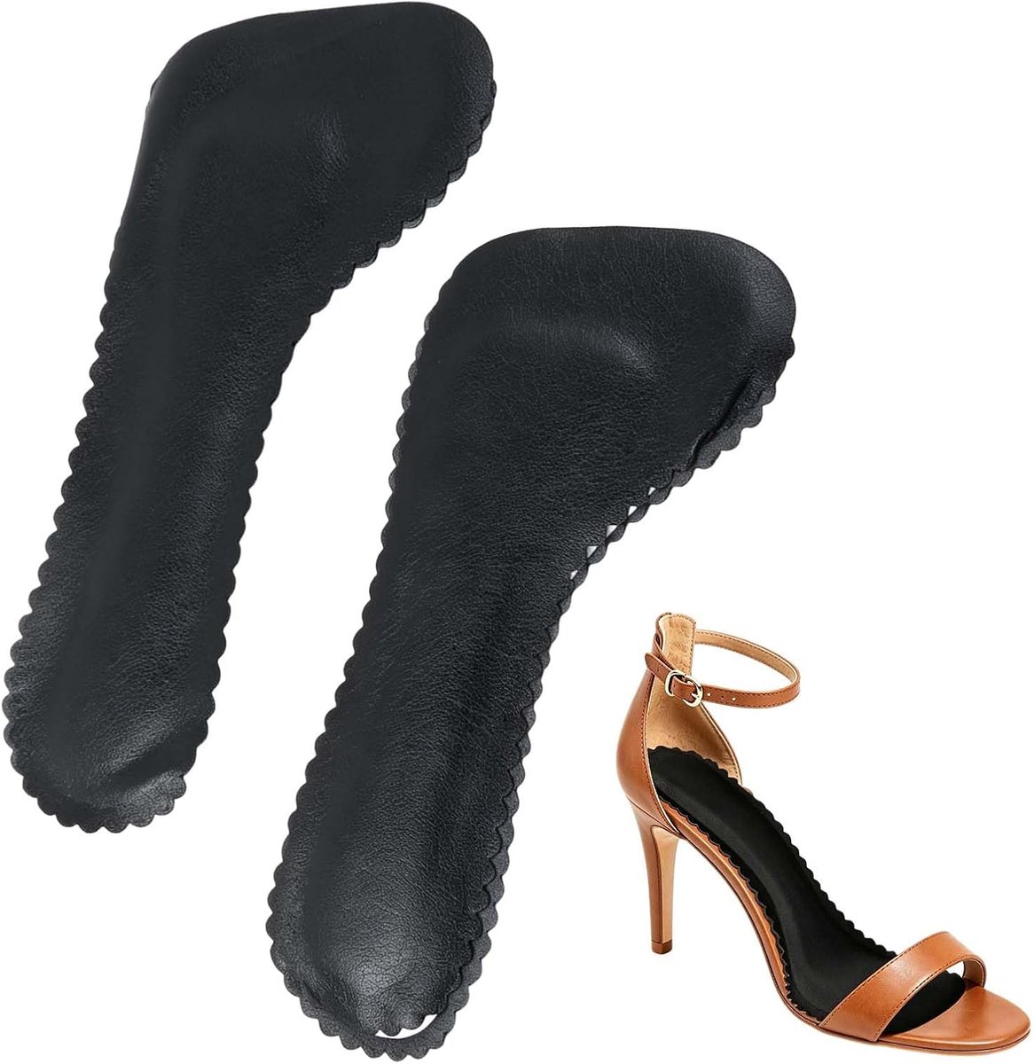 2 paar inlegzolen voor hoge hakken en damesschoenen, zwart, 37-38