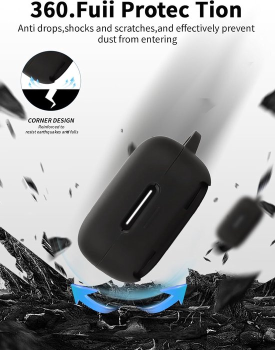 Hoes voor Anker Soundcore P31i open-ear koptelefoon, schokbestendig, toergy waterdicht, zacht en duurzaam, met koord, sleutelhanger en reinigingstool, zwart — afbeelding 5