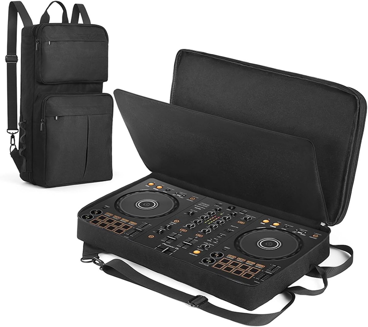 Opbergtas compatibel met Pioneer DDJ-200/DDJ-FLX4/DDJ-400/DDJ-SB3/Roland DJ-202, DJ-rugzak, reisdraagtas met meerdere vakken, voor DJ-controller en accessoires
