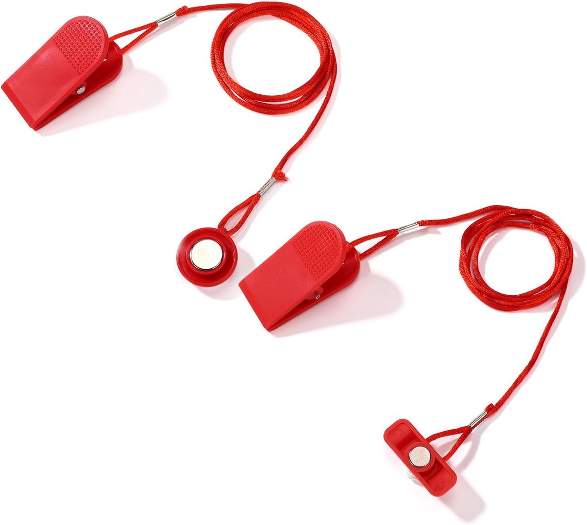 2st Universele Magnetische Veiligheidssleutels voor Loopbanden, Rode Noodstopvergrendelingsclip Sterke Magneetvervanging Veiligheidsschakelaar Meeste Loopbanden en Thuissportscholen (2 Stijlen)