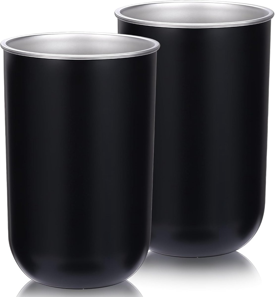 2 tandenbeker set, 300ml, roestvrij staal, zilver