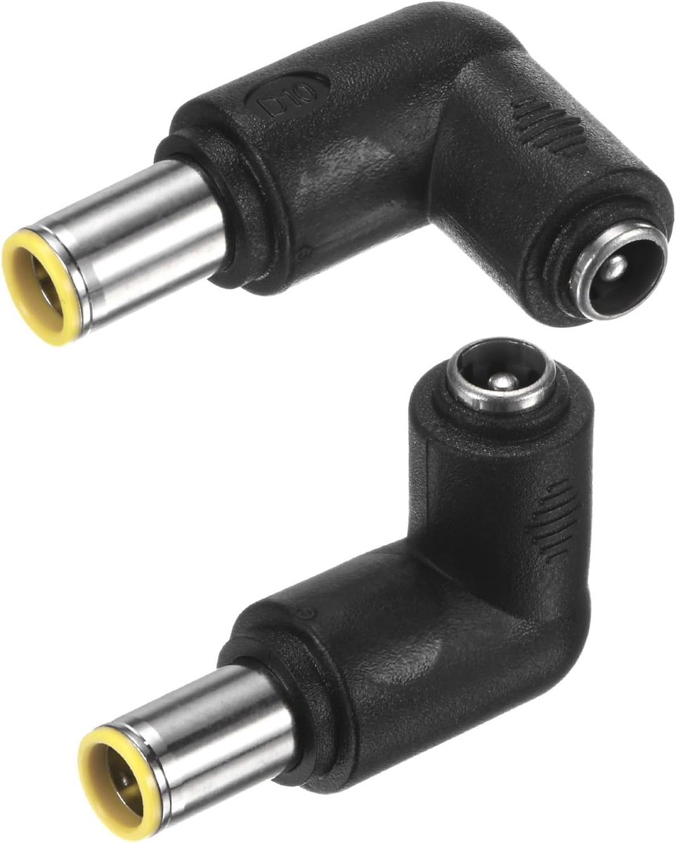 Adapters, DC 8 mm stekker naar DC 5,5 mm x 2,1 mm bus, 90 graden hoek koperen stekkeradapter voor draagbare stroomstations/zonne-generatoren/laptops/zonnepaneel