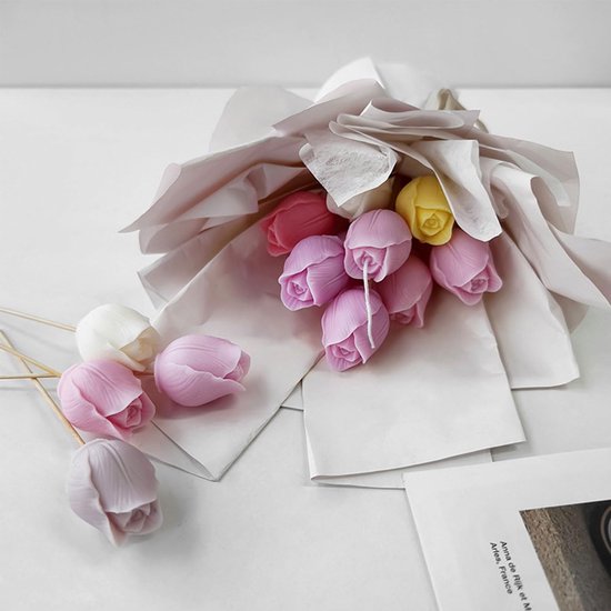 4-delige set siliconen bloemenkaarsvormen, 3D-tulpen- en rozenkaarsvormen, gietvormen, set voor lente- en zomerdecoratie voor zeep, chocolade, kaarsen, DIY-decoratie, woondecoratie — afbeelding 4