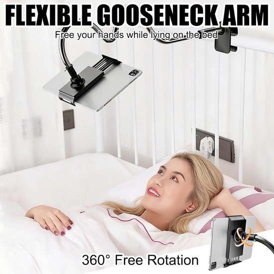 75 cm lange zwanenhals tablethouder, klem telefoon bedhouder — afbeelding 5