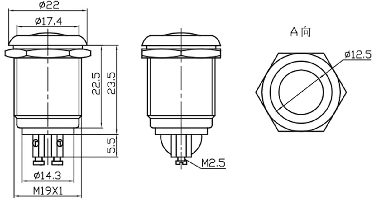 Drukknop PBS-28B-3, sluiter