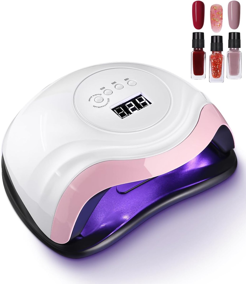 168W Nageldroger,UV LED Lamp voor Gelnagels Professionele Nagellamp met 3 Kleuren Nagellak Set 10s 30s 60s 99s Timer LCD Display en Smart Sensor voor Vinger Teen Nagel en voor alle Gel Nagellak