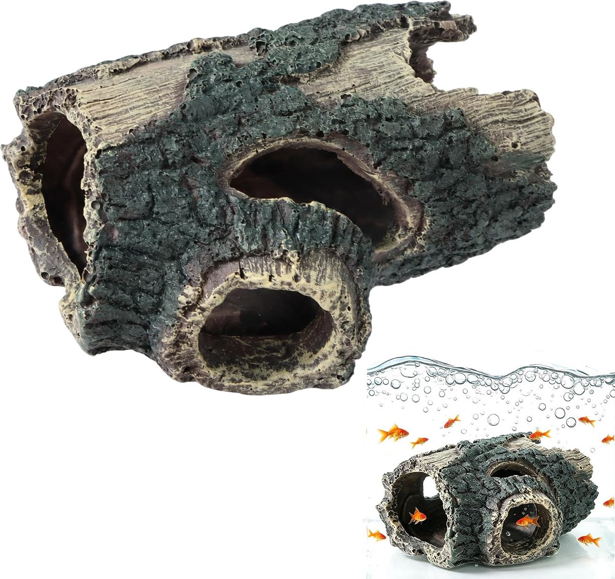 Grot voor aquarium 13,5 x 9 x 5,5 cm - kunsthars - authentieke uitstraling - schuilplaats voor vissen - ShopVlot