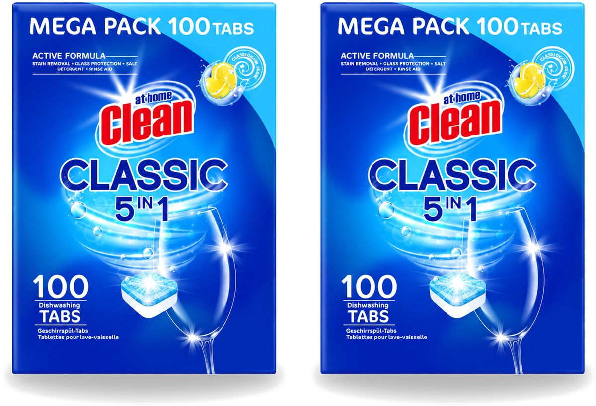 2 x At Home – Vaatwastabletten 5-in-1 – Classic Citroen – 100 Tabs - Voordeelverpakking - 2 stuks
