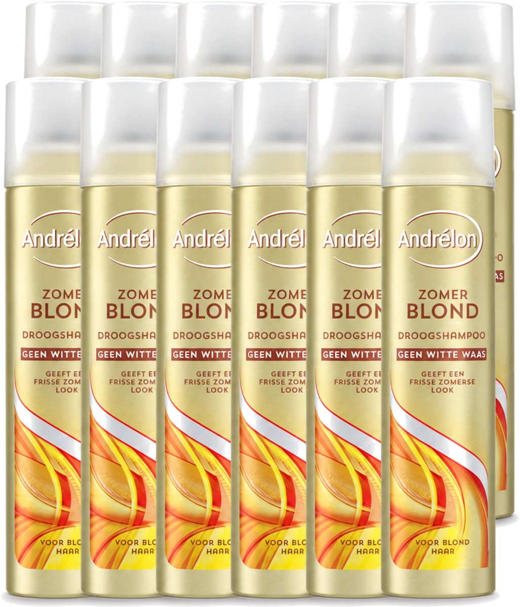 12 x Andrélon - Zomerblond - Droogshampoo - Voor Blond Haar - 245 ml - Voordeelverpakking - 12 stuks