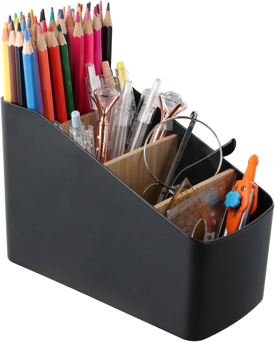 SnelShoppen - Desk Organizer met 4 Compartimenten, Remote Control Holder, Pennenhouder voor Bureau, Organizer voor Remote Controls, Pennen, Kantoor, C