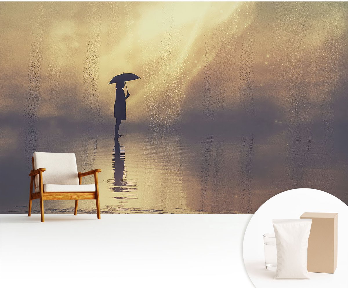 Wallfluent Fotobehang - Beige Vliesbehang - 416x254 cm - Mysterieuze Scène Fotobehang Vlies - Woonkamer behang Landschappen - Muurschildering - Woonkamer behang