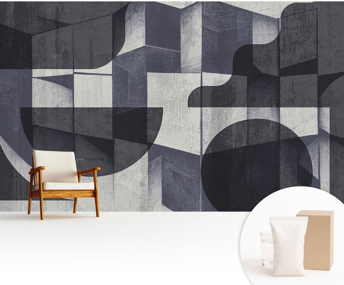 Wallfluent Fotobehang - Wit Vliesbehang - 416x254 cm - Geometrische Symmetrie Muurschildering - Gang behang Abstractie - Fotobehang Vlies - Slaapkamer behang