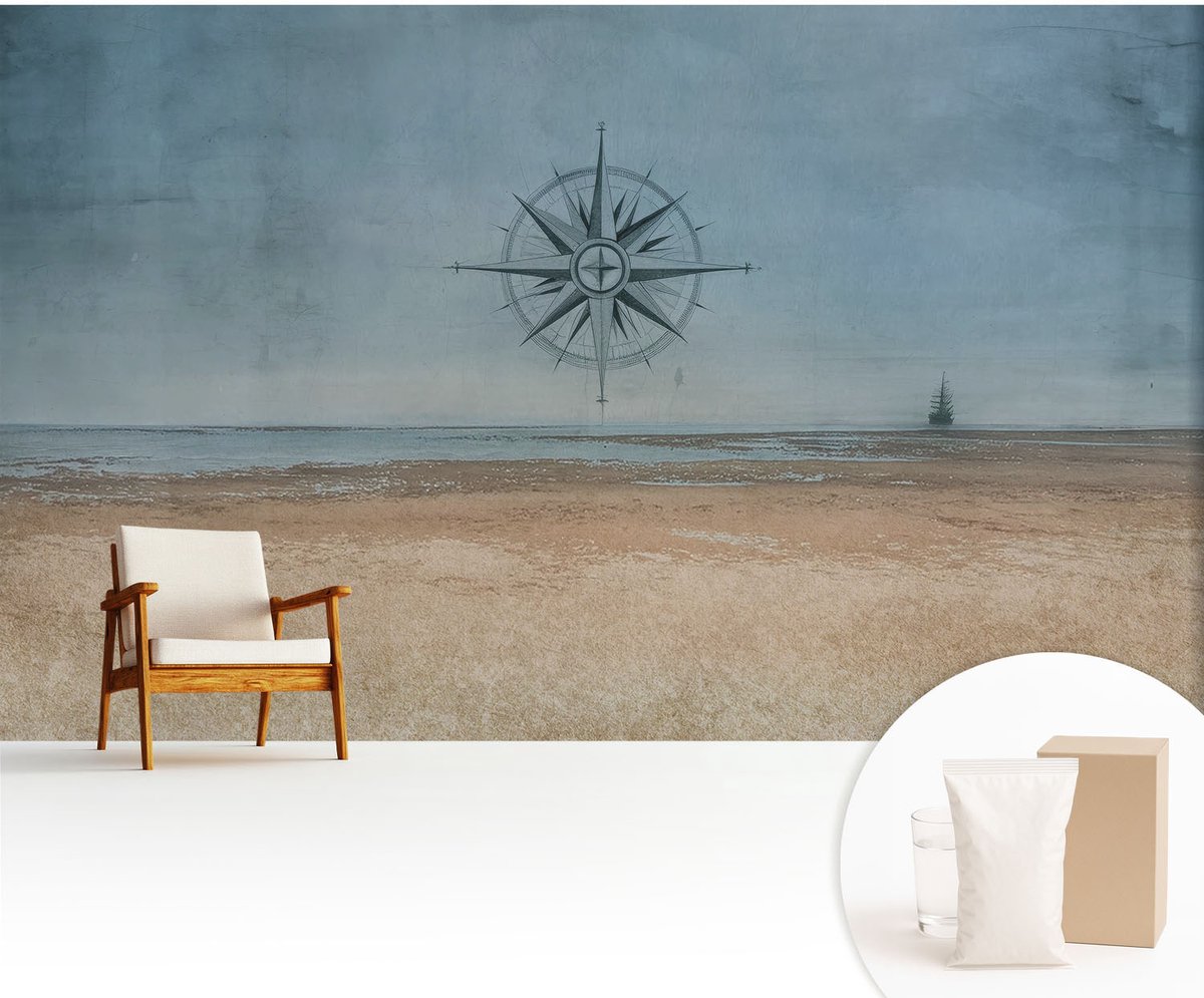Wallfluent Fotobehang - Blauw Vliesbehang - 416x254 cm - Maritieme Avonturen Fotobehang Vlies - Woonkamer behang Landschappen - Muurschildering - Hal behang