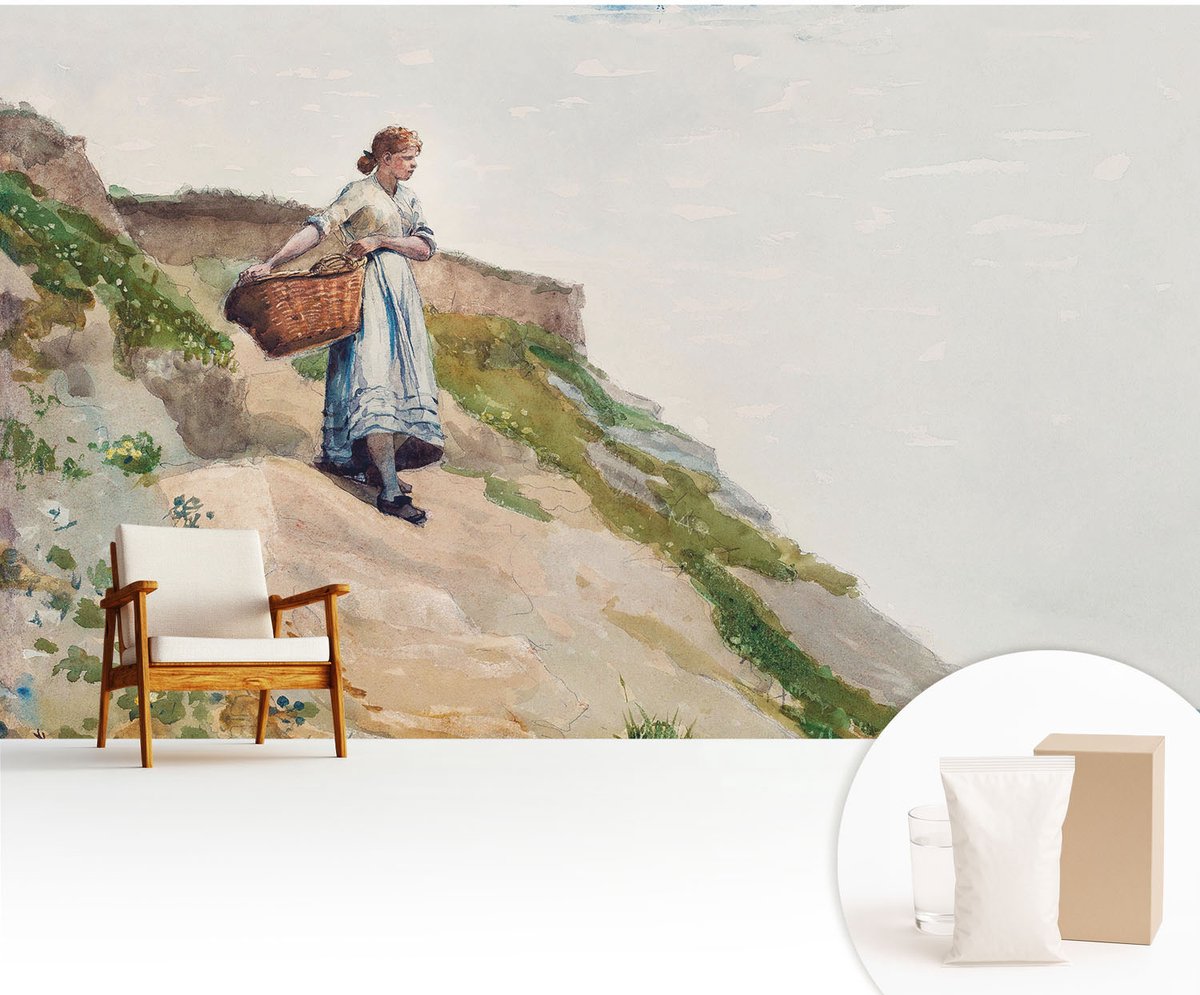 Wallfluent Fotobehang - Wit Vliesbehang - 416x254 cm - Vrouwelijk Landschap Muurschildering - Gang behang Mensen - Fotobehang Vlies - Slaapkamer behang