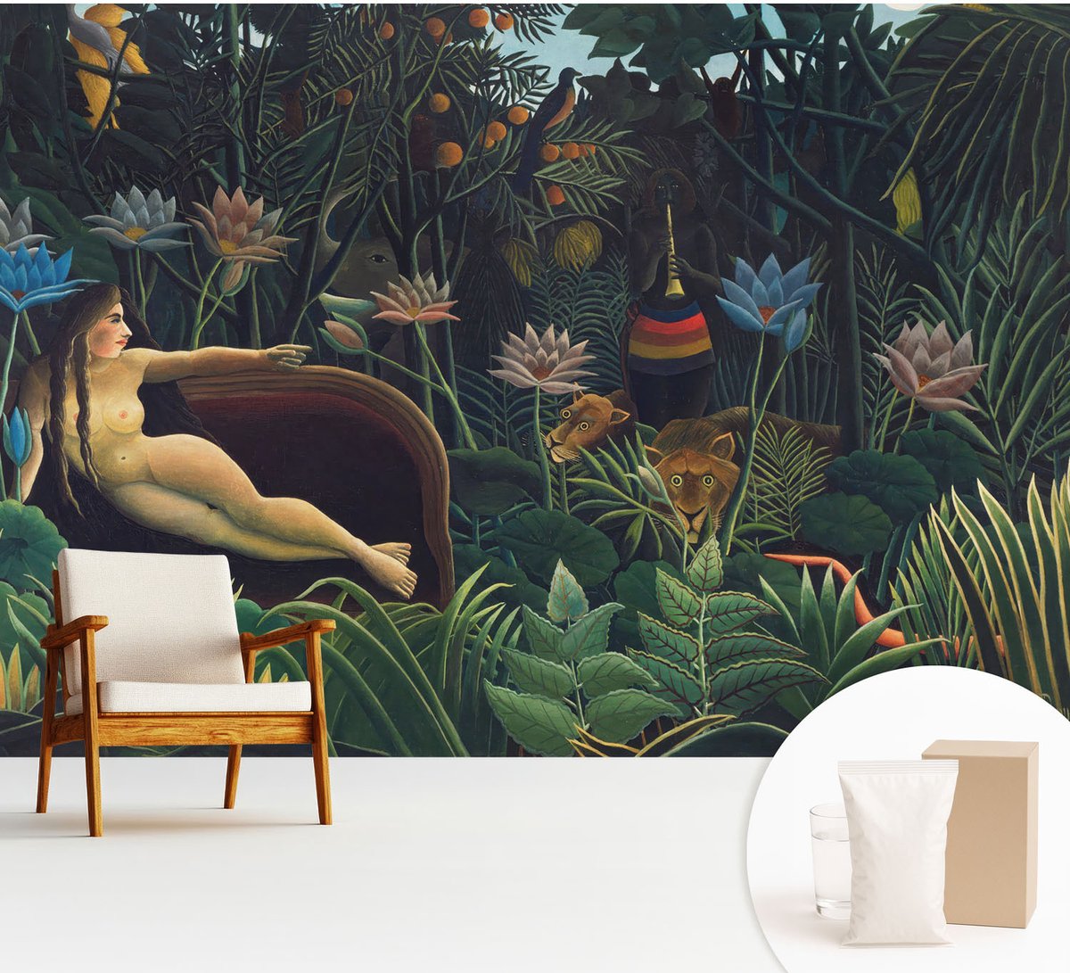 Wallfluent Fotobehang - Groente Vliesbehang - 312x219 cm - Exotische Jungle Fotobehang Vlies - Woonkamer behang Deel - Muurschildering - Hal behang
