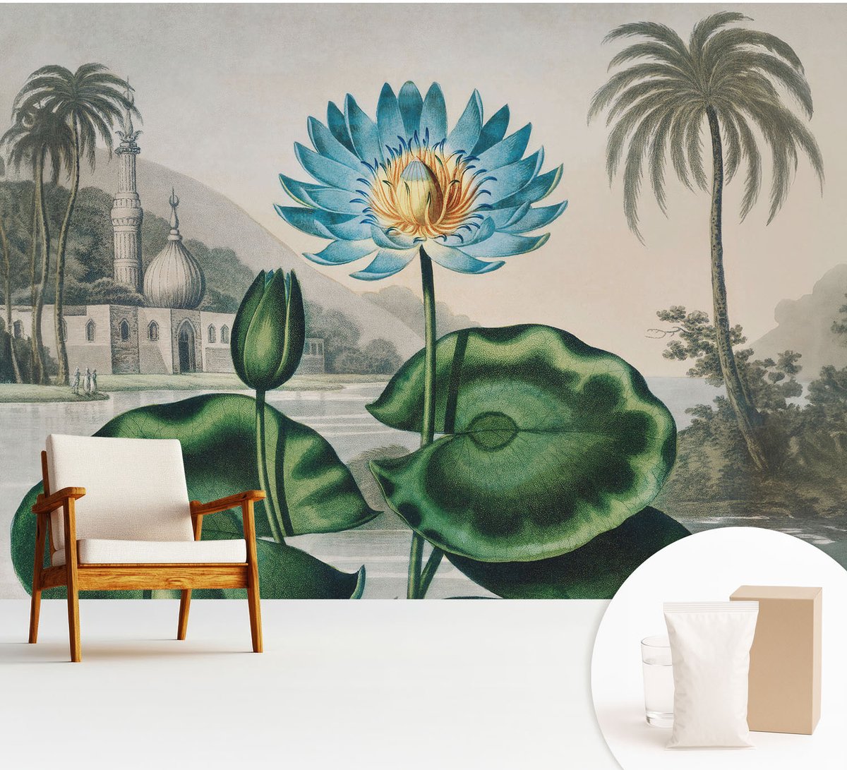 Wallfluent Fotobehang - Groente Vliesbehang - 312x219 cm - Exotisch Landschap Fotobehang Vlies - Woonkamer behang Bloemen En Planten - Muurschildering - Hal behang