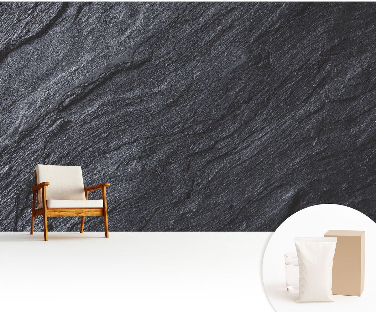 Wallfluent Fotobehang - Grijs Vliesbehang - 416x254 cm - Stenen Constructie Muurschildering - Slaapkamer behang Texturen - Fotobehang Vlies - Slaapkamer behang