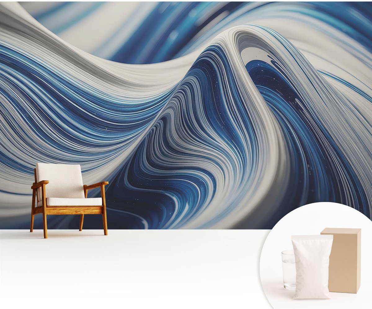 Wallfluent Fotobehang - Wit Vliesbehang - 416x254 cm - Harmonieuze Abstractie Fotobehang Vlies - Hal behang Abstractie - Muurschildering - Hal behang