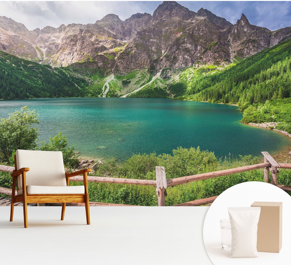 Wallfluent Fotobehang - Groente Vliesbehang - 312x219 cm - Berglandschap Muurschildering - Gang behang Landschappen - Fotobehang Vlies - Slaapkamer behang