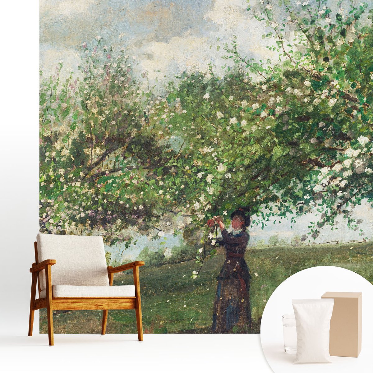 Wallfluent Fotobehang - Groente Vliesbehang - 250x250 cm - Lentetafereel Muurschildering - Slaapkamer behang Landschappen - Fotobehang Vlies - Slaapkamer behang
