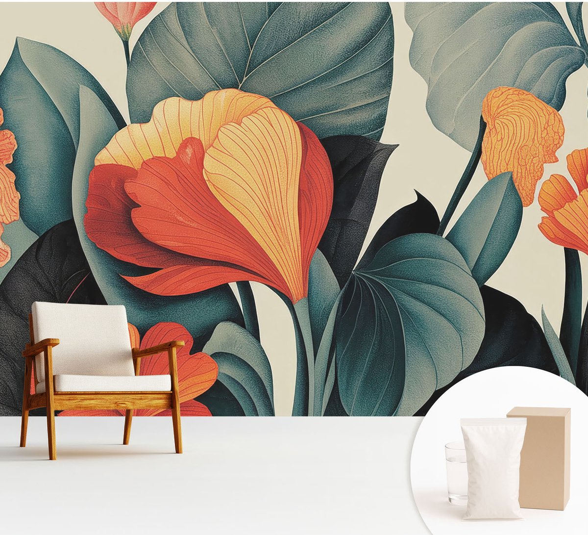 Wallfluent Fotobehang - Groente Vliesbehang - 312x219 cm - Kleurrijke Bloemen Muurschildering - Slaapkamer behang Bloemen En Planten - Fotobehang Vlies - Gang behang