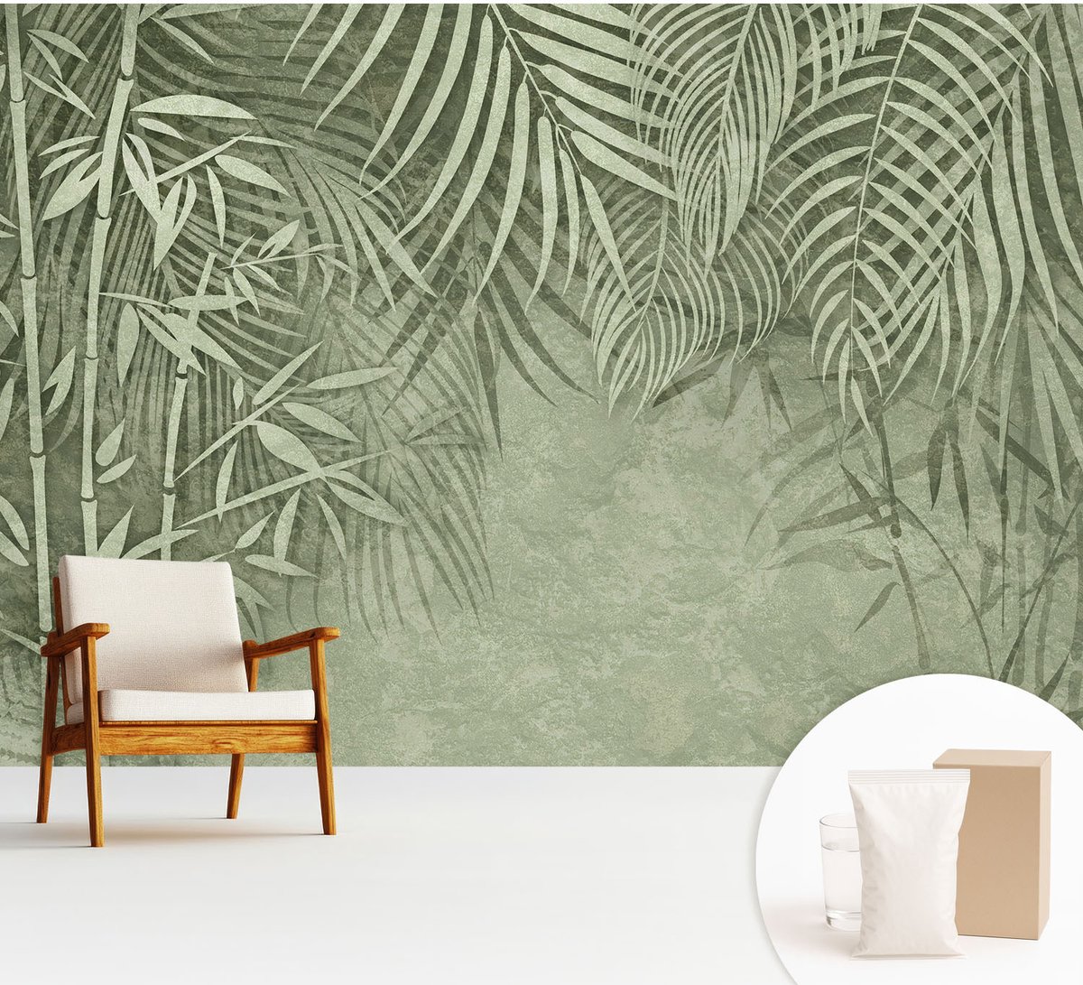 Wallfluent Fotobehang - Groente Vliesbehang - 312x219 cm - Bamboeparadijs Fotobehang Vlies - Hal behang Bloemen En Planten - Muurschildering - Woonkamer behang