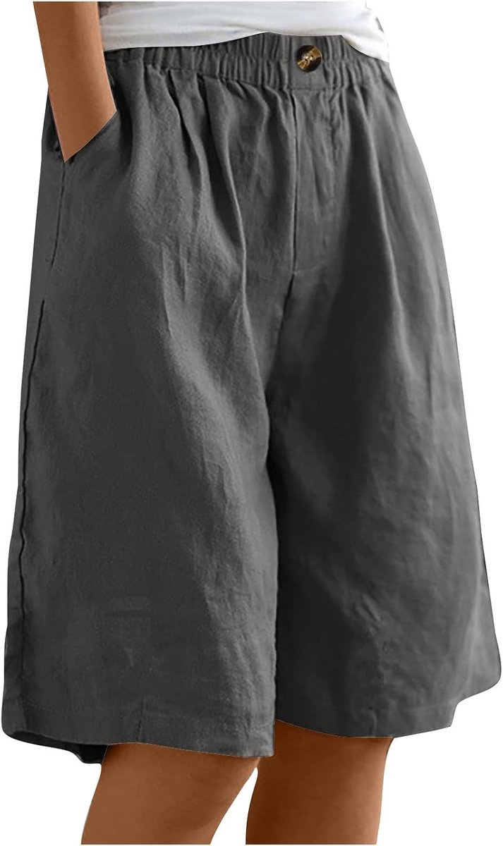 Linen bermuda shorts voor dames met elastiek