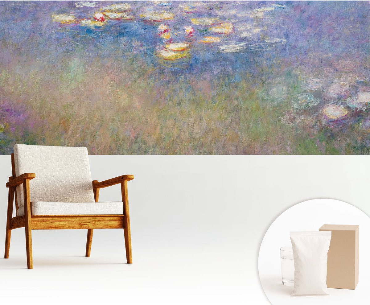 Wallfluent Fotobehang - Groente Vliesbehang - 250x104 cm - Waterlelies Fotobehang Vlies - Woonkamer behang Bloemen En Planten - Muurschildering - Woonkamer behang