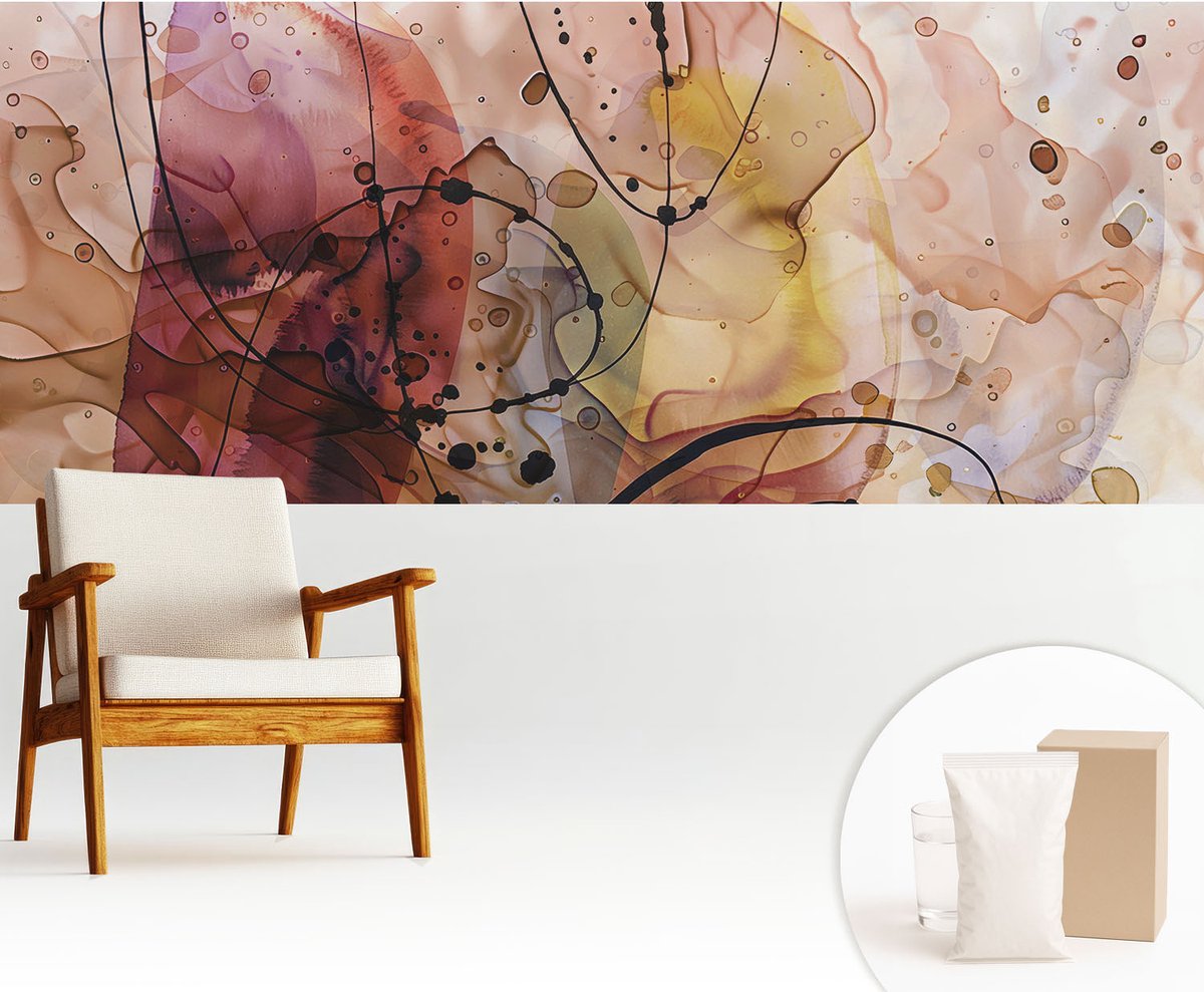 Wallfluent Fotobehang - Bruin Vliesbehang - 250x104 cm - Abstracte Harmonie Muurschildering - Gang behang Abstractie - Fotobehang Vlies - Gang behang
