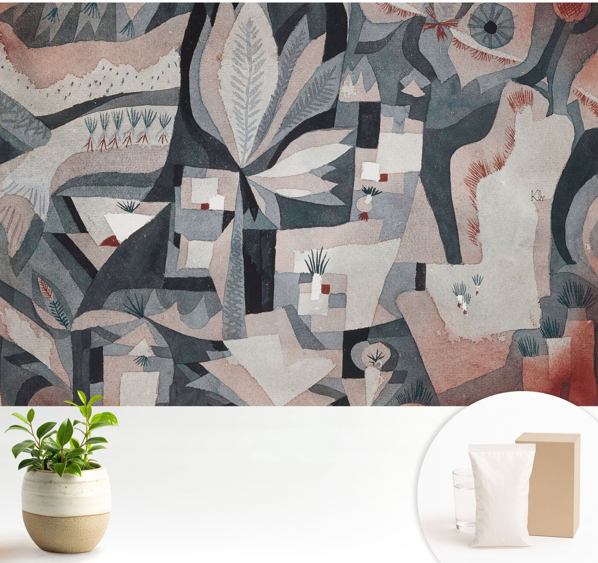 Wallfluent Fotobehang - Beige Vliesbehang - 104x70 cm - Abstractie Van De Natuur Fotobehang Vlies - Woonkamer behang Abstractie - Muurschildering - Woonkamer behang