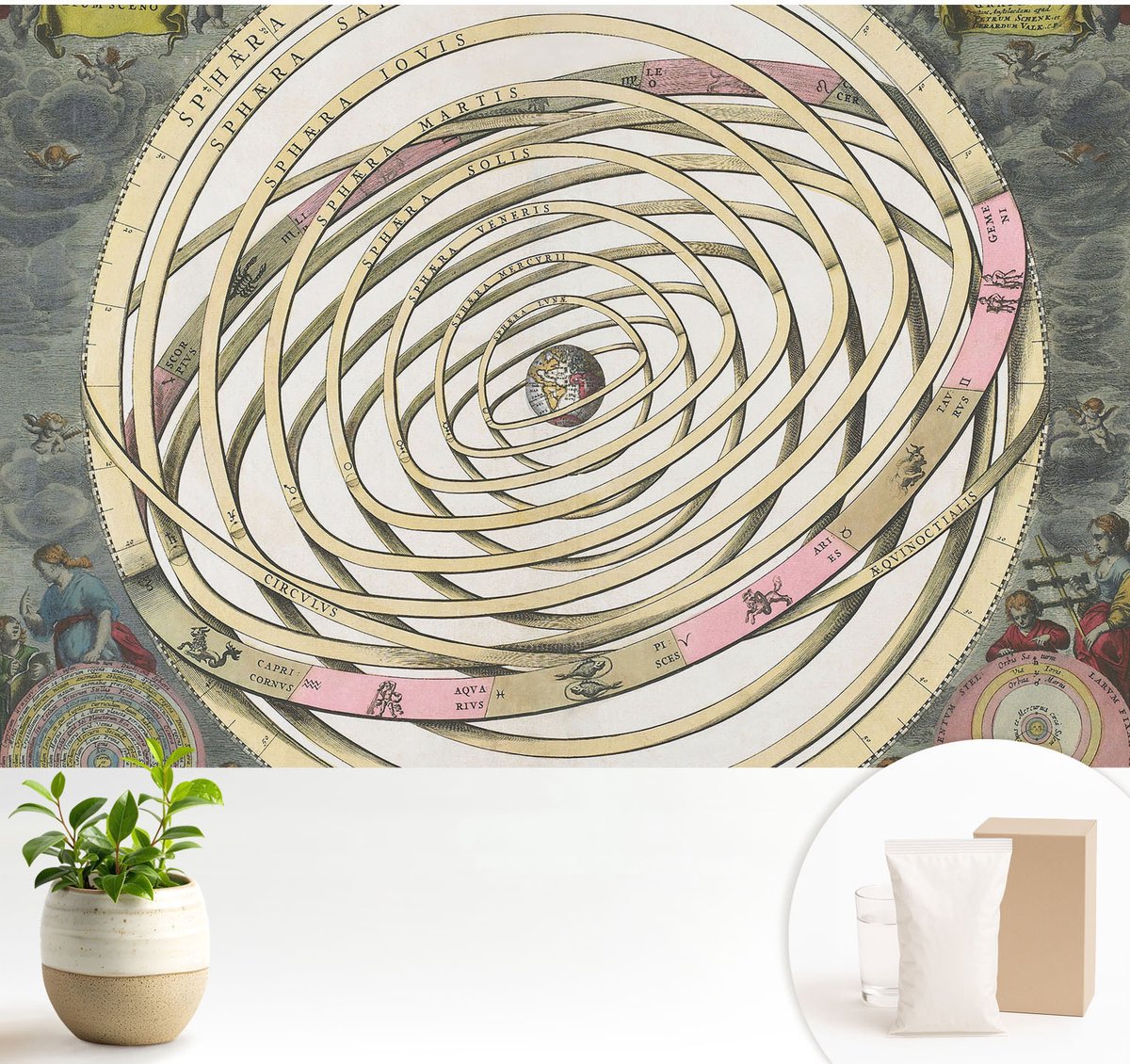 Wallfluent Fotobehang - Beige Vliesbehang - 104x70 cm - Kosmische Spiraal Muurschildering - Slaapkamer behang Kosmos - Fotobehang Vlies - Gang behang