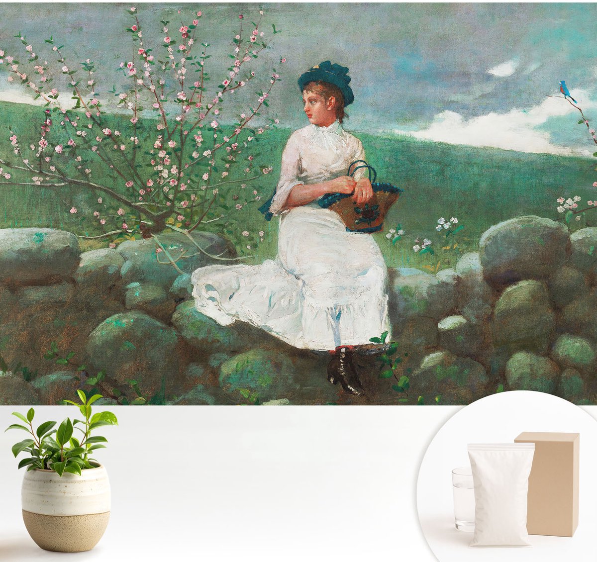 Wallfluent Fotobehang - Groente Vliesbehang - 104x70 cm - Bloemrijke Vrede Fotobehang Vlies - Woonkamer behang Mensen - Muurschildering - Woonkamer behang