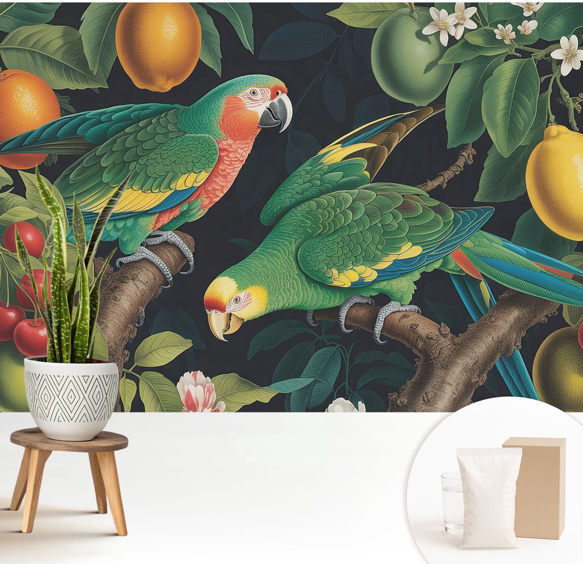Wallfluent Fotobehang - Groente Vliesbehang - 208x146 cm - Tropisch Avontuur Muurschildering - Slaapkamer behang Dieren - Fotobehang Vlies - Slaapkamer behang