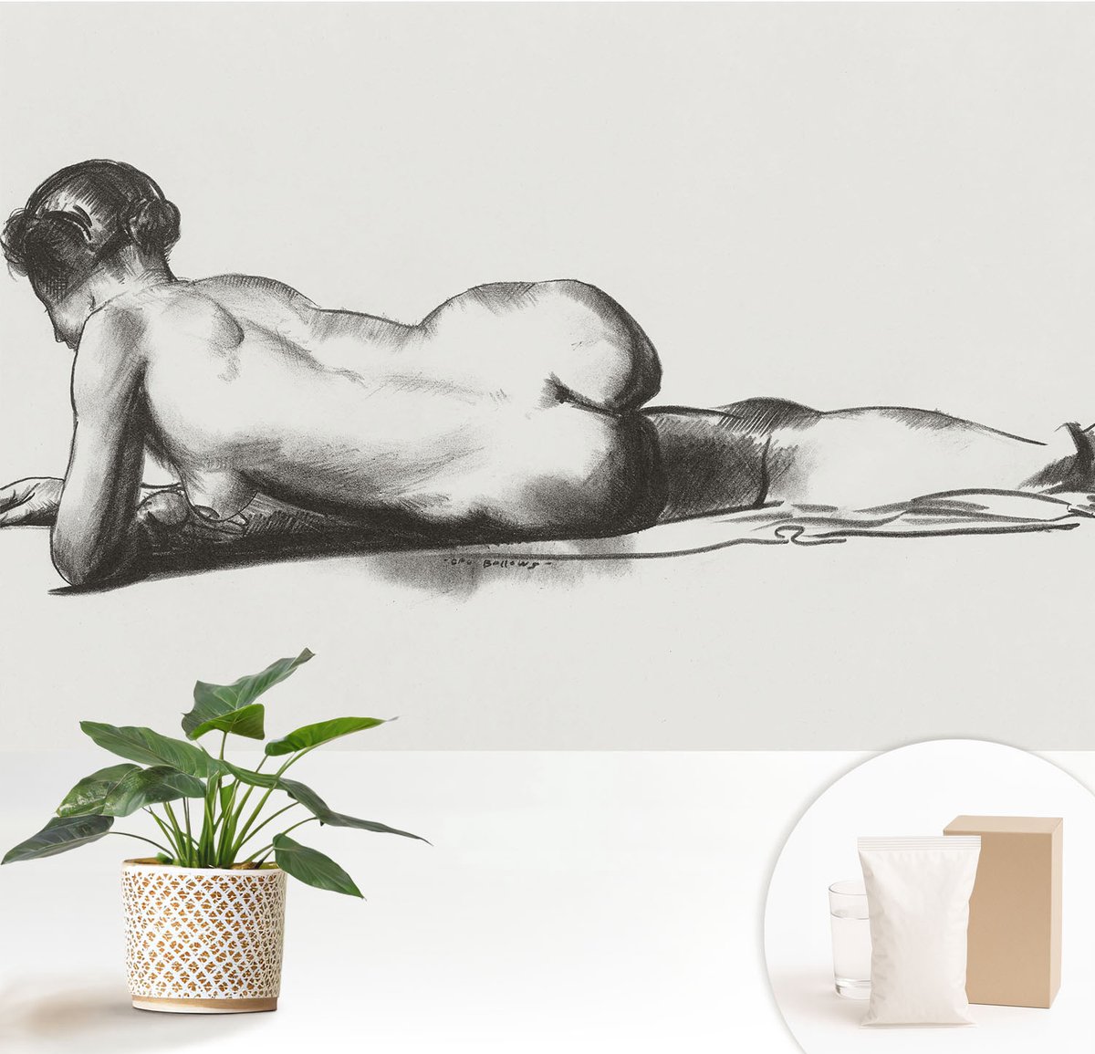 Wallfluent Fotobehang - Wit Vliesbehang - 152x104 cm - Een Subtiele Daad Fotobehang Vlies - Hal behang Deel - Muurschildering - Hal behang