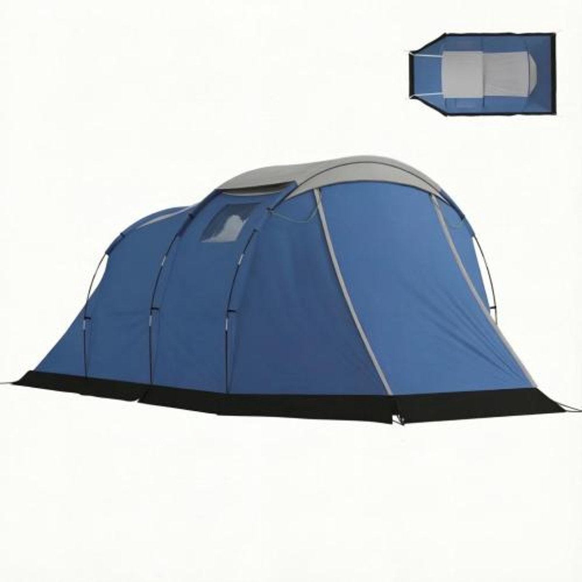 Rolipo 4 Persoons Tunneltent-Dubbelwandige Campingtent-Waterdicht Tot 3000 Mm-Met Luifel Aan De Voorkant-460 x 260 x 190 cm-Camping-Blauw