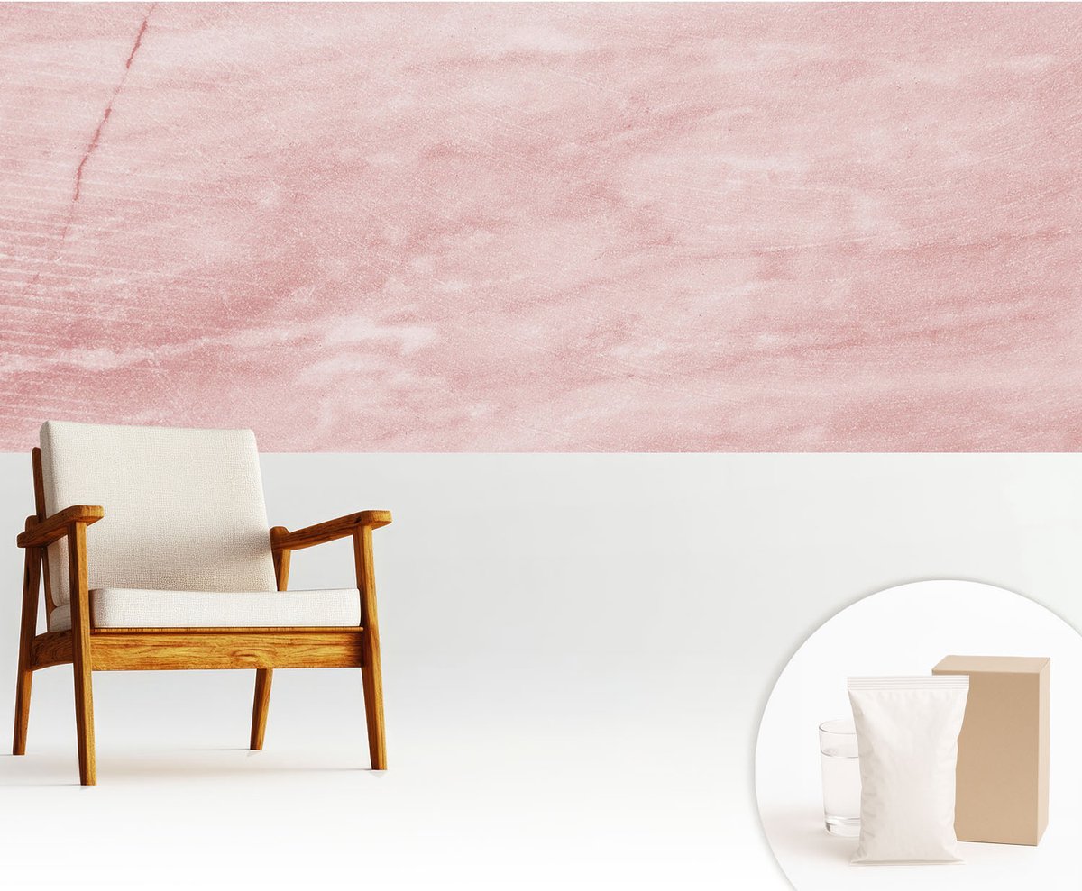 Wallfluent Fotobehang - Roze Vliesbehang - 250x104 cm - Marmerpatroon Muurschildering - Gang behang Bloemen En Planten - Fotobehang Vlies - Gang behang
